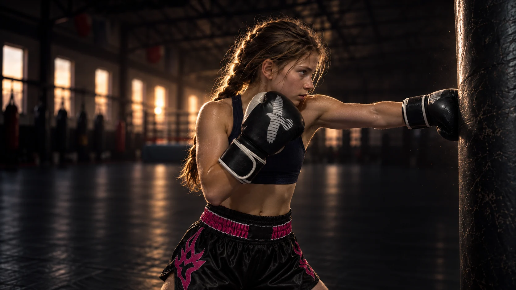 An older girl practising a jab